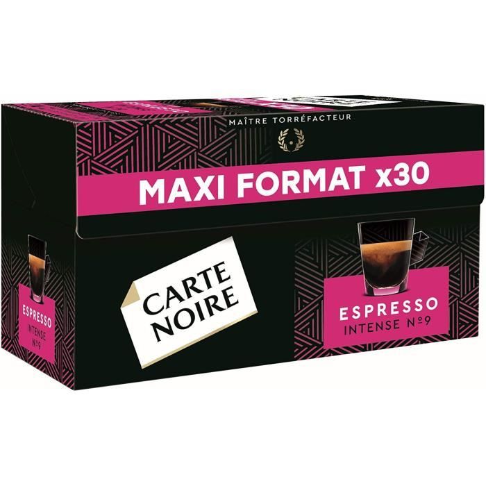 LOT DE 4 - CARTE NOIRE - Café Espresso Intense N°9 Compatibles Nespresso - Paquet de 30 capsules