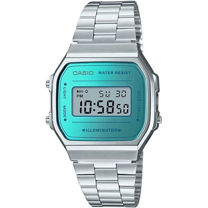 Montre CASIO mixte vintage A168WEM-2EF - Bracelet en acier inoxydable - Etanche - Affichage digital