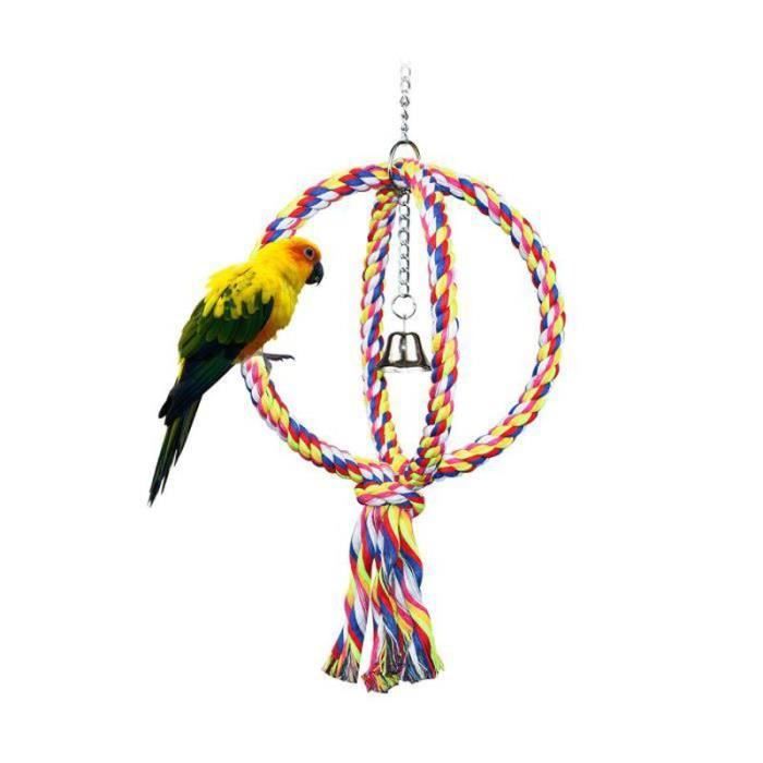 Oiseau grimpant bague jouet rond cercle bague coton corde morsure de