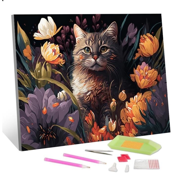 NAIMOER Chat Diamond Painting, Broderie Diamant Kit Complet 5D Peinture Diamant Painting Diamant Chat 5D Diamond Painting Peinture Diamant 5D Diamond Painting Complet 40x30cm