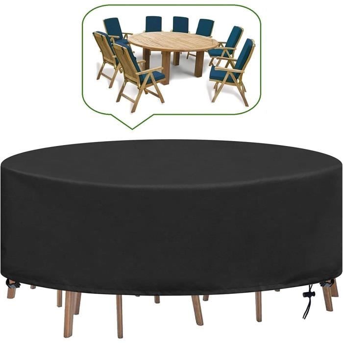 Housse De Protection Table Ronde Jardin – 128x71 Cm, Tissu Oxford 420D Imperméable, Cordon De Serrage, étanche à La Poussière