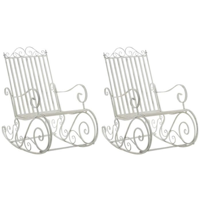 -CLP-Lot de 2 Fauteuils à bascule dextérieur Smilla en fer forgé-Array