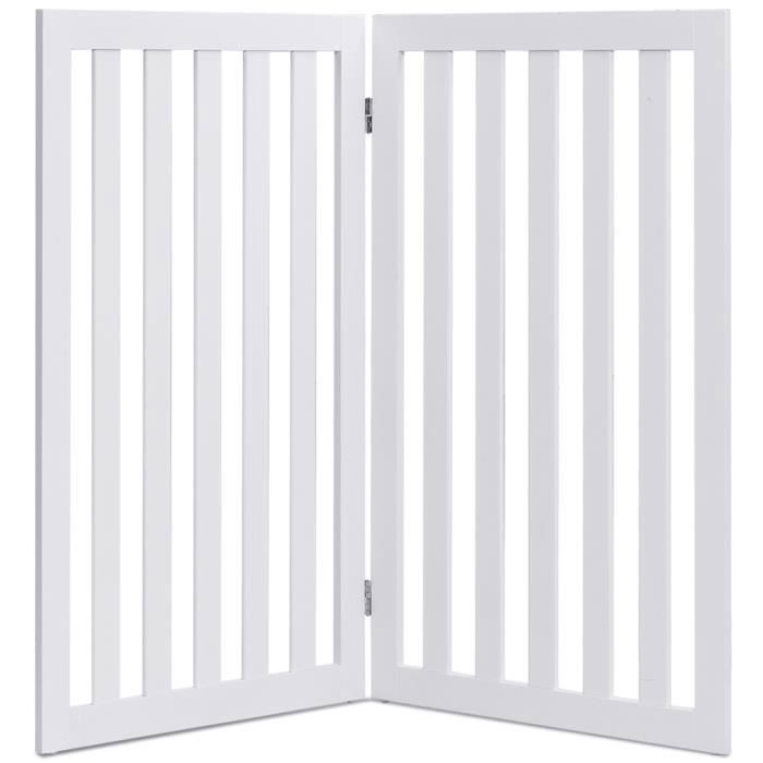 Comparer les prix de COSTWAY Barrière Modulable Pliable pour Animaux 2 Panneaux avec Charnières Flexibles 100x89CM Barrière de Sécurité pour Chien Blanc