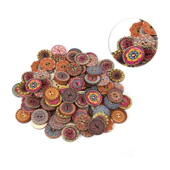 Lot De 12 Boutons En Bois Noir 30 Mm - 2 Trous Pour Couture Et Bricolage