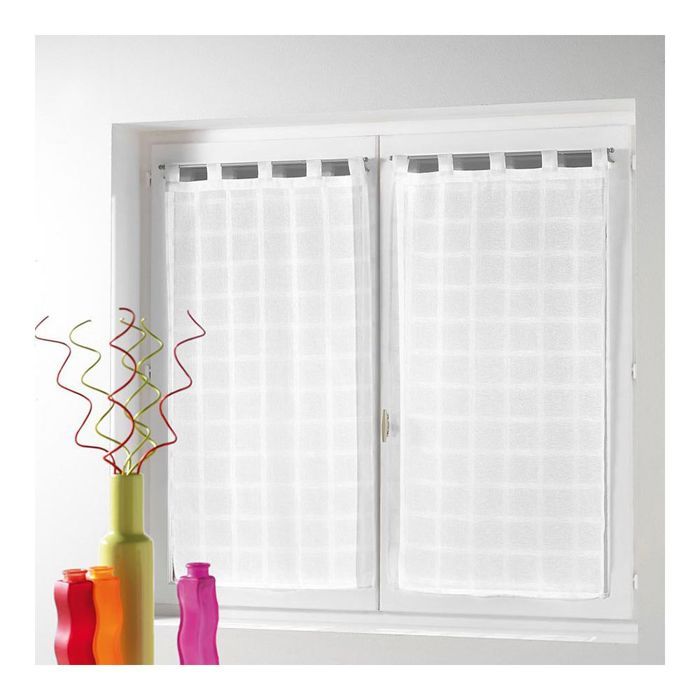 Paire De Voilages à Passants Dandy Blanc - 2 X 60 X 90 Cm, Fils Coupés