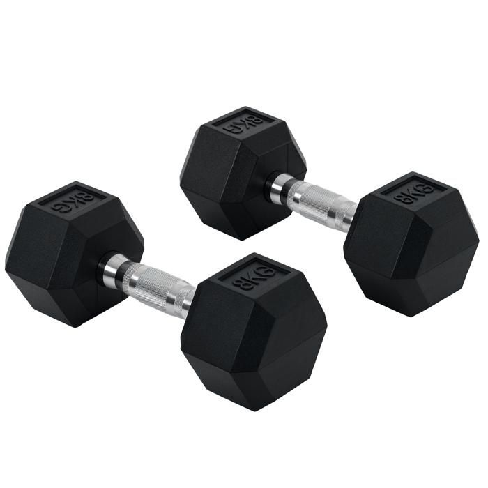 HOMCOM Set 2 Haltères de 30kg au Total avec 12 Disques Noir | Aosom France