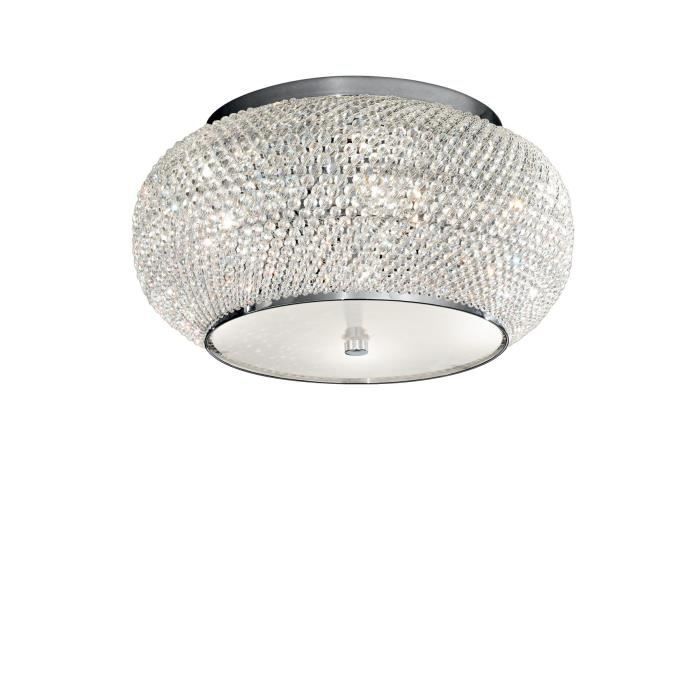 Plafonnier - Ideal Lux - Pasha - Chrome - 6 Ampoules E14 - Élégance Chic
