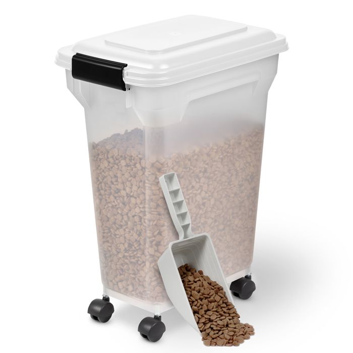 Meilleurs prix pour Iris Ohyama, Boîte à croquette, Conteneur à Nourriture hermétique, Roues, Pelle, L36.5 x P25 x H44 cm, ATS-M, Blanc