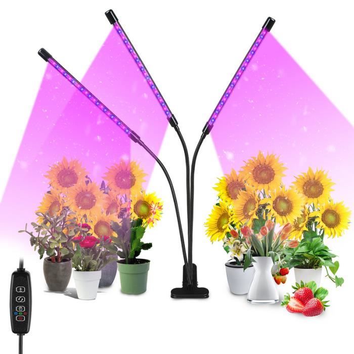 Lampe de croissance pour plantes d'intérieur, 2 têtes 20 W 42 LED rouge, bleu et spectre complet, col de cygne réglable à 360°, marche/arrêt automatique, minuterie 3/9/12 h, 3 modes d'interrupteur, 9 Lampe de croissance pour plantes d'intérieur, 2 têtes 20 W 42 LED rouge, bleu et spectre complet, col de cygne réglable à 360°, marche/arrêt automatique, minuterie 3/9/12 h, 3 modes d'interrupteur, 9