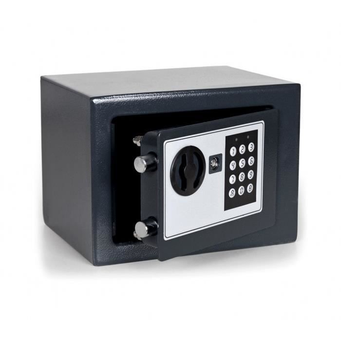 Coffre-fort électronique avec batterie (23 x 17 cm) (Gris) (Noir)