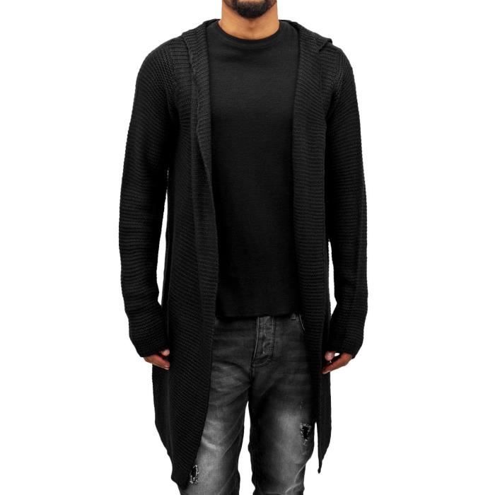 gilet noir long homme