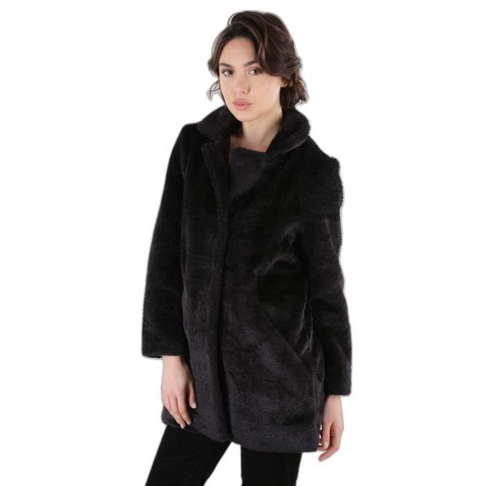 Manteau femme Deeluxe Rosinda - Noir - Col tailleur - Coupe oversize - Manches longues