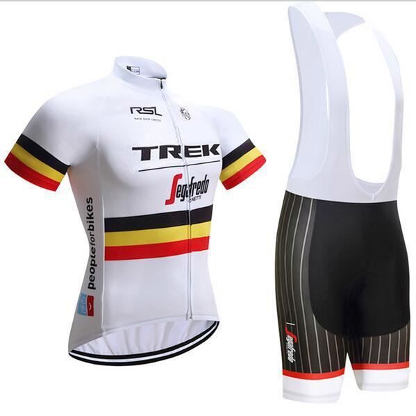 Trek Tenue de Cyclisme Homme Ete Maillot Manche Courte Champion de Belgique Cuissard a Bretelles Velo GEL VTT Ensemble de Vetement Cdiscount Sport