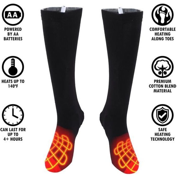 Chaussettes Chauffantes électriques Pour Homme Et Femme – 5 Heures De Chaleur, Piles AA, Idéales Randonnée, Ski, Pêche