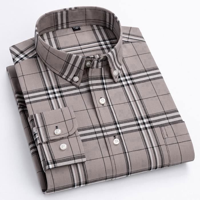 Chemise homme col boutonné à carreaux vert & marron - Paris