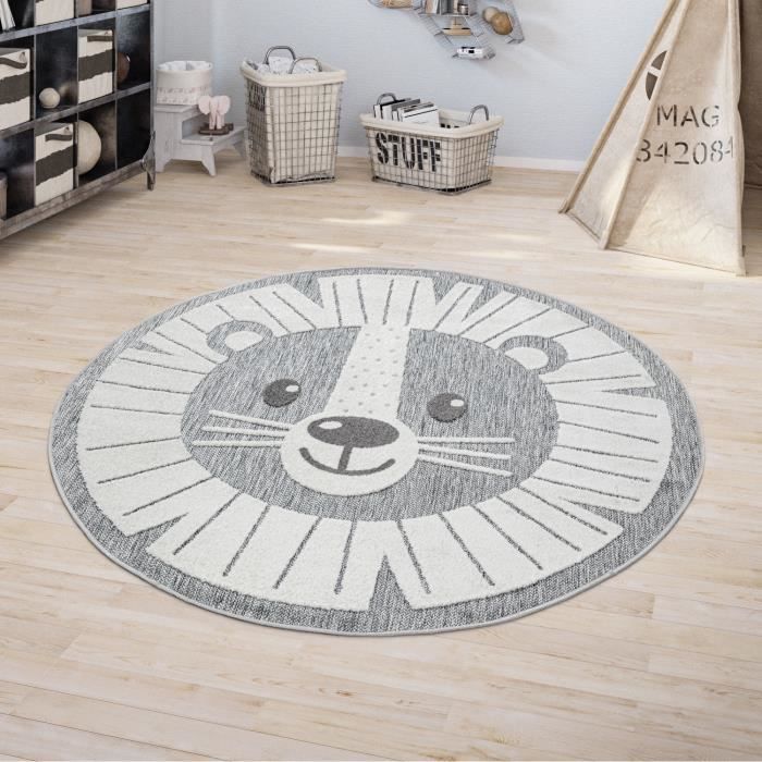 Tapis enfant PACO HOME - Route Ours Élan Arbres Vert Gris - 120x160 cm - Jeux - Jouets