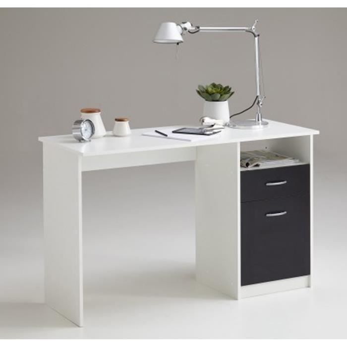 Bureau En Bois Coloris Blanc Noir Avec 1 Tirois Et 1 Porte Dim L 123 X H 76 5 X P 50 Cm Achat Vente Bureau Bureau Coloris Blanc Noir Soldes Sur Cdiscount Des Le 20 Janvier Cdiscount