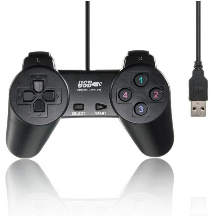 Noir USB Filaire &agrave; 6 Boutons Manette Joystick Pour Console Sega Genesis - Prix Pas Cher