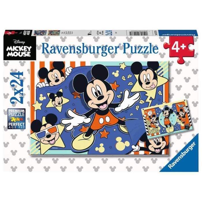 Puzzle enfant Disney Mickey Mouse au cinéma Ravensburger - 2 x 24