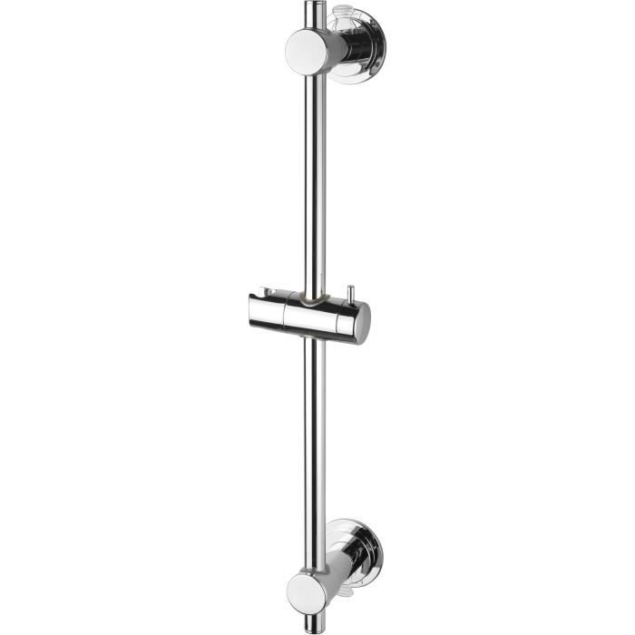 Barre de douche universelle ROUSSEAU - Inox chromé - Longueur 60,5 cm - Diamètre 18 mm - Fixation ve