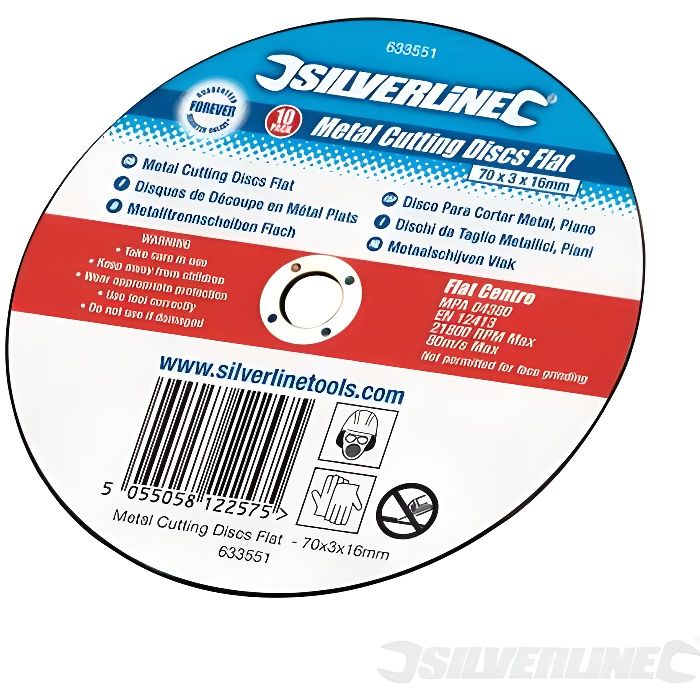 Silverline 10 disques tronçonner métal 115x3mm 447131 - vue 2