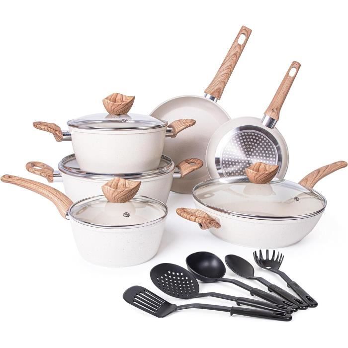 7PCS Ensemble de Casseroles Antiadhésives Revêtement Granit Intérieur Fini Mat Extérieur Casseroles et Poêles Aluminium Coulé avec Fond à Induction - Chine Ustensiles de cuisine et vaisselle prix