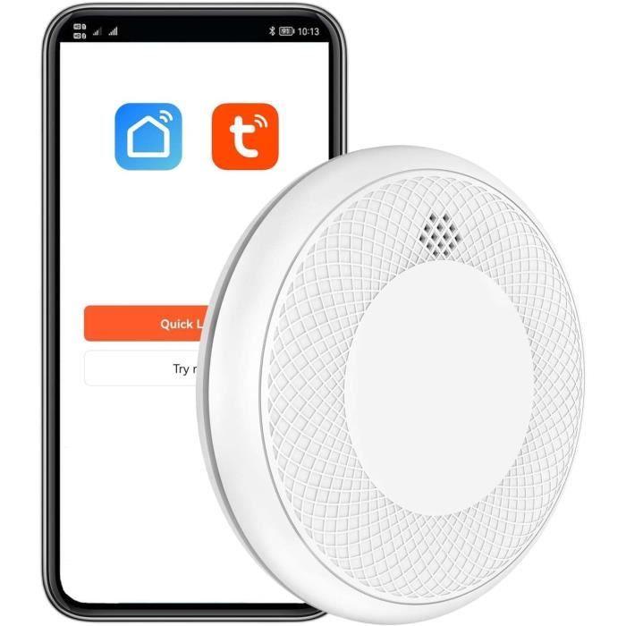 Détecteur de fumée intelligent WiFi, batterie de 10 ans, alarme