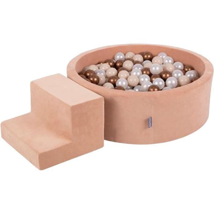 Aire De Jeux En Mousse Avec Rond Piscine à Balles Pour Enfants Bruyere Beige Pastel Rose Poudre Perle Piscine 200 Balles Version 6 35850