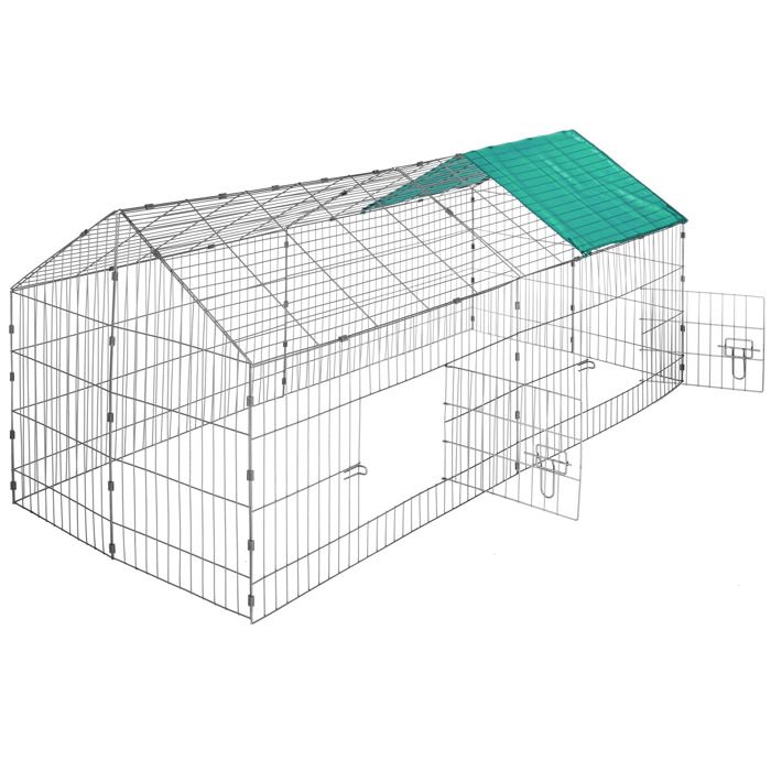Enclos Kerbl avec toit pointu grillagé, rectangulaire pour rongeur