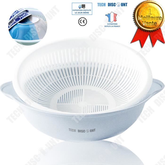 Hemoton 2 Pi/èces Double Couche Passoire Bol Ensemble en Plastique Bassin de S/échage /Égouttoir Conteneur pour Cuisine Fruits L/égumes Nettoyage Lavage M/élange Couleur Al/éatoire