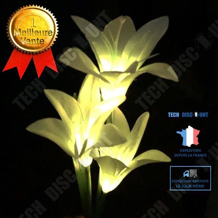 TD® Lampe LED solaire fleur de lys pour éclairage extérieur - Eclairage Extérieur Fleur IP44 étanche pour jardin, sol, arbres,