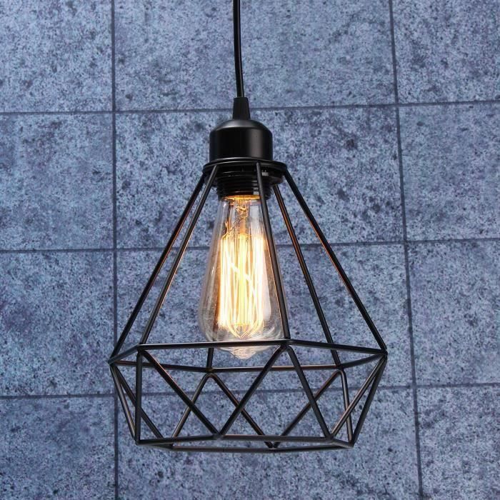 TEMPSA Abat-jour à suspension - Vintage - E27 C - Sans Ampoule - Ø 20 x H 23 cm