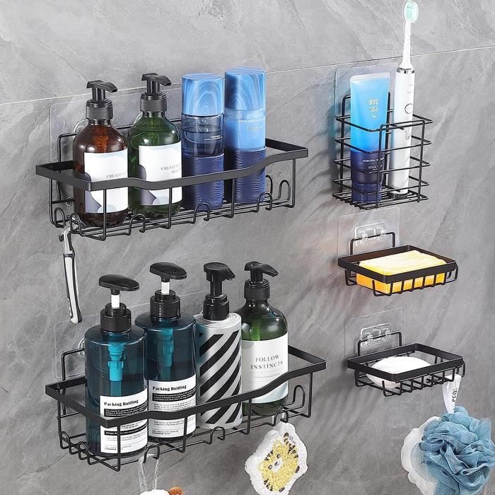 Lot De 3 Étagères Douche Sans Percage - Blanc - Adhésif Fort 40lbs - Rangement Salle De Bain