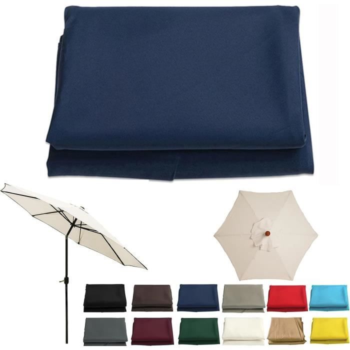 Toile De Rechange Parasol Déporté Carré 3x3m - 8 Côtes - Tissu Polyester Vert Foncé - Imperméable UV - 10