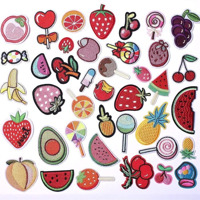 Lot De 5 écussons Brodés Fruits - Banane Et Autres Fruits - Thermo-collants