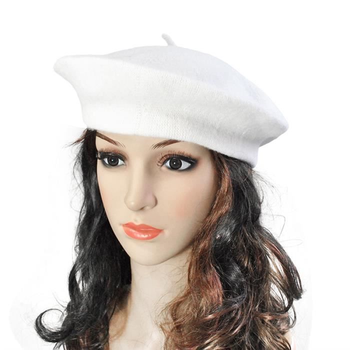 Béret Basque Femme En Polyester - Couleur Unie, Tour De Tête 58 Cm, Style Classique