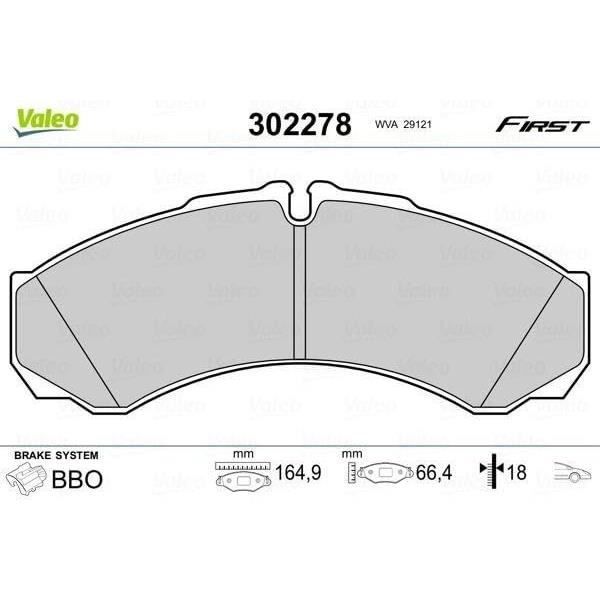 Plaquette de frein gamme first iveco daily 06.02>04.06 - VALEO - 302278