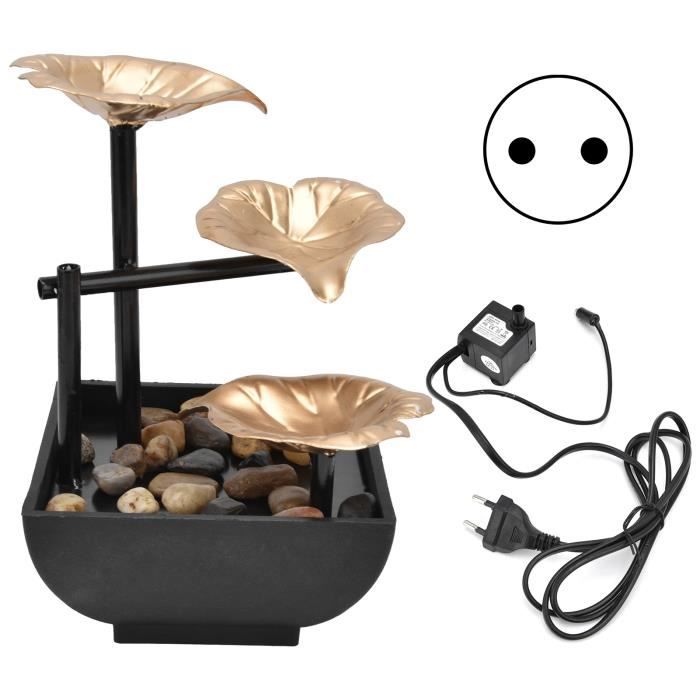 Fontaine d'eau de table d'intérieur à 3 niveaux - Bols fluides apaisants - Fontaine cascade de bureau - Décoration Fengshui avec lumière LED pour la relaxation du bureau et de la maison