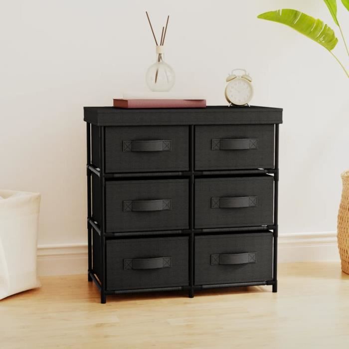 vidaXL Armoire de rangement avec 6 tiroirs 55x29x55 cm Noir Acier 337257