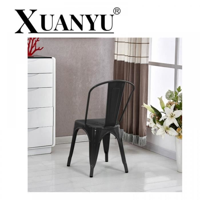 Chaise de salle à manger style industriel XUANYU - Lot de 4 - Noir - Tapis antidérapants - Sécurité