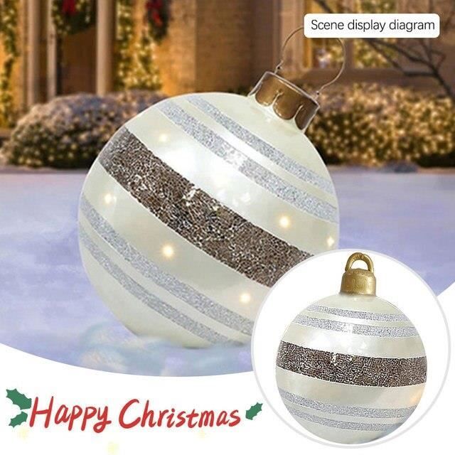 Boules De Noël Gonflables Extérieur - 35 Cm, PVC - Déco Lumineuse Pour Jardin, Cour - Multicolore