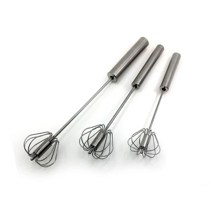 Fouet Semi-Automatique En Acier Inoxydable - Fouet Rotatif à Pousser, Pour Battre Œufs, Pâtes, Sauces - Sans Électricité - 8