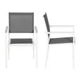 Lot de 6 chaises de jardin en aluminium blanc et textilène gris - HAPPY GARDEN - contemporain - empilables-1