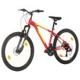Vélo de montagne tout suspendu - VIDAXL - Roue 26 pouces - 21 vitesses - Freins à disque - Rouge-1