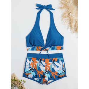Bikini 2 Pièces FemiChic - Haut Triangle Et Bas Shorty à Lacets | Soutien Amovible Et Tissu Élastique