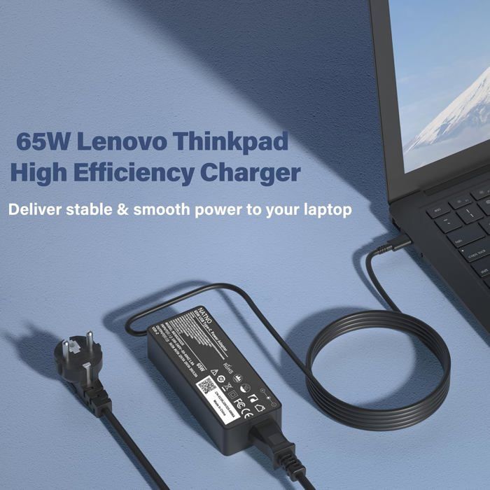 Chargeur 65W USB-C Pour Lenovo ThinkPad, IdeaPad, Yoga Et Autres Ordinateurs Portables - Compatible Large Gamme - 8