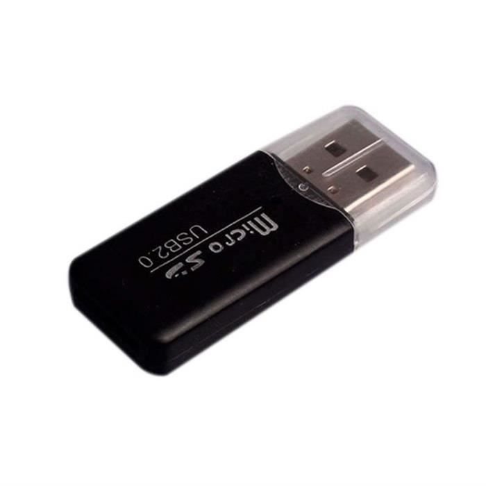 Lecteur De Carte Micro SD USB 2.0 - Adaptateur Compact Pour Transférer Fichiers - Noir