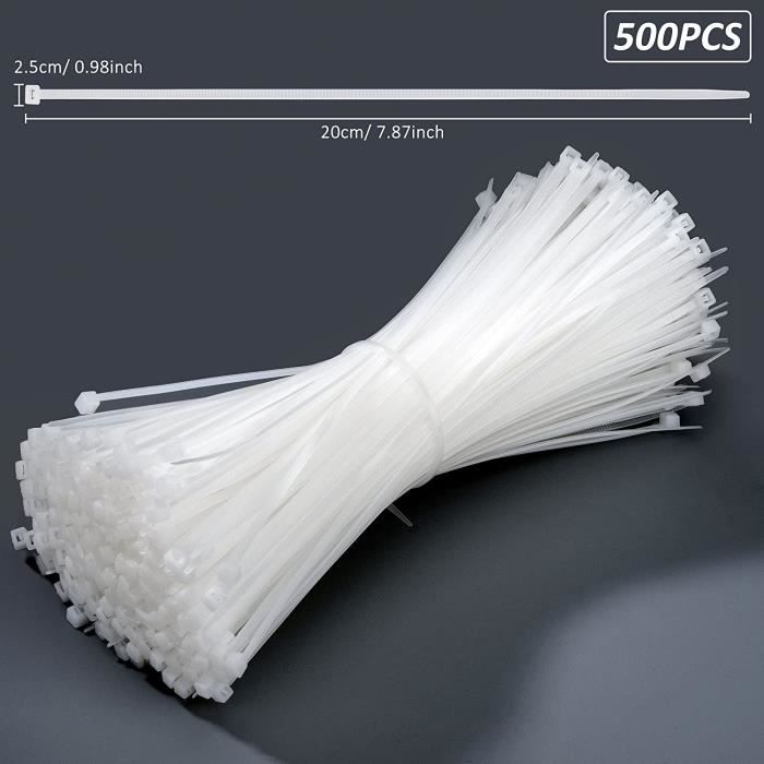 Lot De 100 Colliers De Serrage En Nylon 200mm X 2,5mm - Pour Câbles Et Fixations
