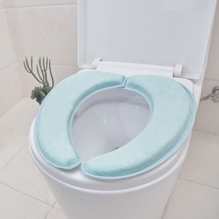 Abattant Wc,Chaud doux siège de toilette tapis épais en peluche couleur bloc  haute élasticité couvercle de toilette - Type Bleu - Cdiscount Bricolage