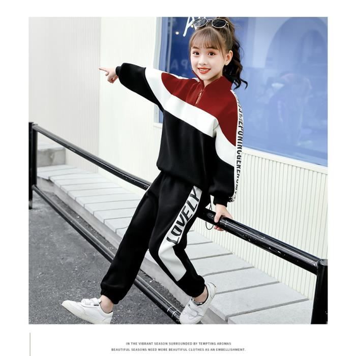 ensemble de vêtements pour filles Costume de sport d'automne et d'hiver  pour enfants Rouge